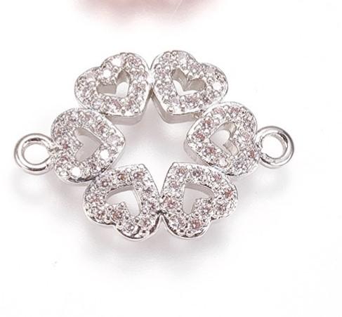 Vacker strass connector länk cubic zirconia -1st - silver