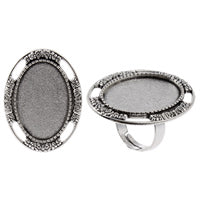 Vintage ringstomme oval 20x30mm ställbar nickelfri - 1st