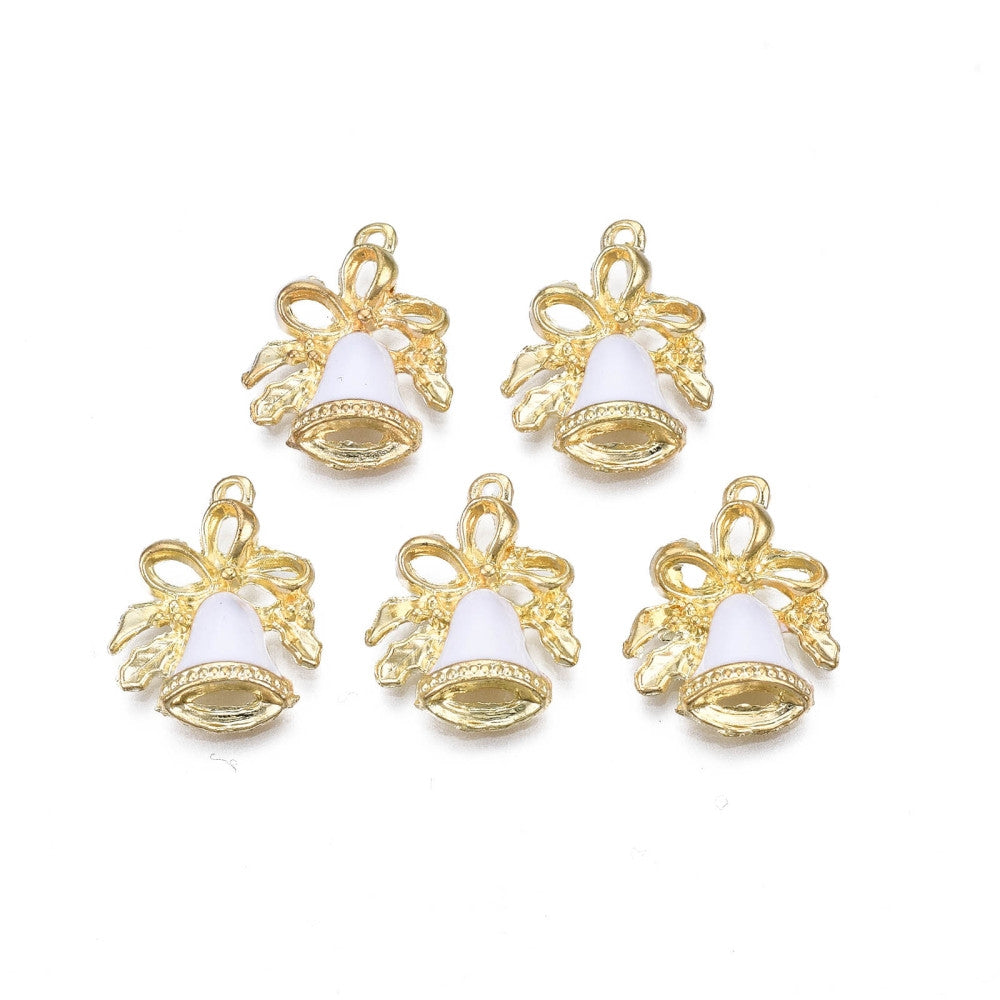 5-pack vacker julklocka - emaljerade hängen berlocker