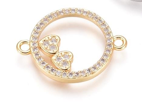 Vacker rund strass connector länk cubic zirconia -1st