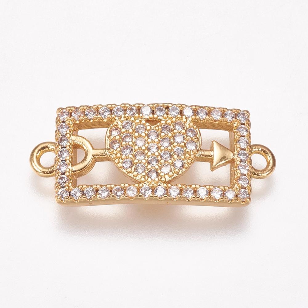 Vacker strass connector länk cubic zirconia -1st - guld