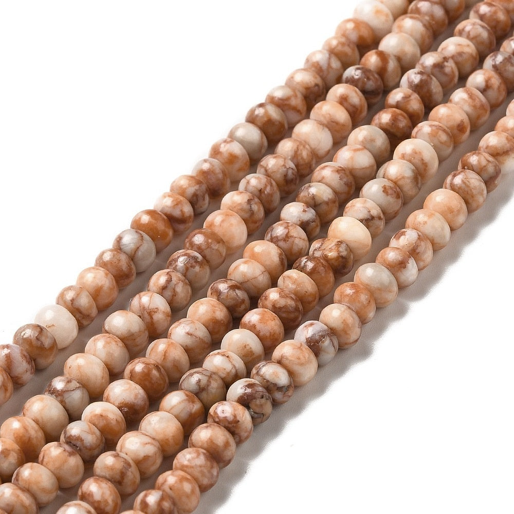 Röd Netstone rondeller hel sträng - 6 x 4mm