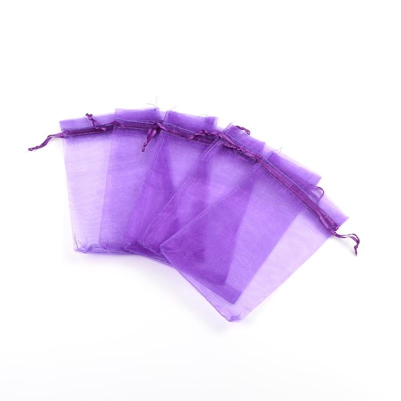 10st lila organza påsar - 9 x 7cm
