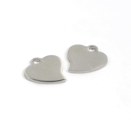 10st Hjärtan berlocker / tags i rostfritt stål