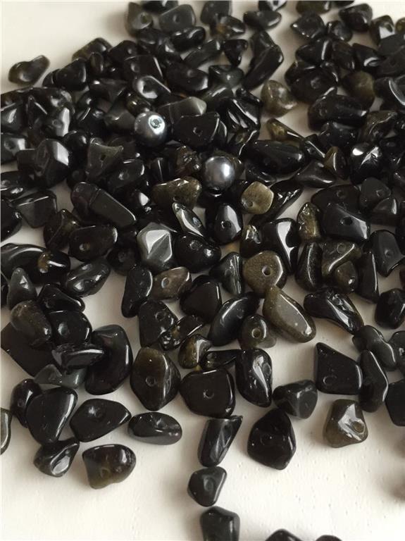 30gram naturlig Obsidian chips 5 -10mm