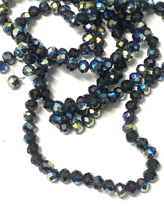 1 sträng facetterade abacus 6mm glaspärlor - Elektropläterad