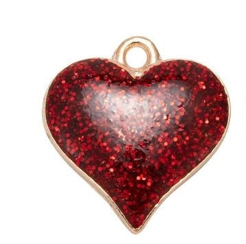 1st stort glittrigt hjärta 17mm - emaljerat hänge berlock