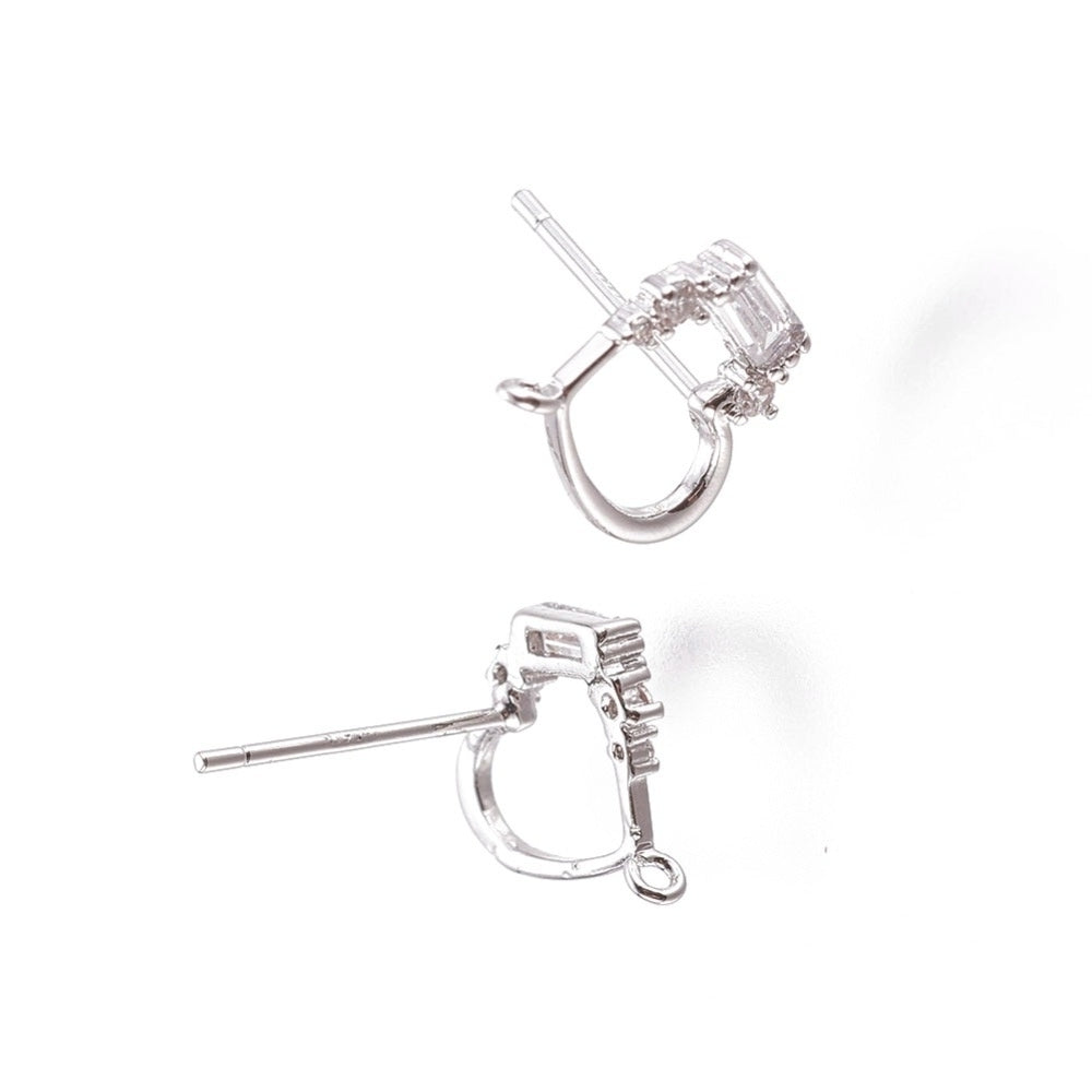 1par Cubic Zirconia stift örhängen med ögla