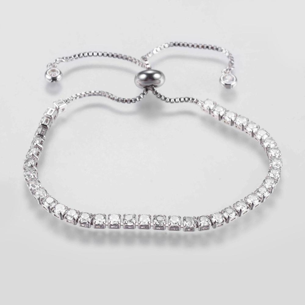 Justerbart slider armband med Cubic Zirconia - platinumfärgat