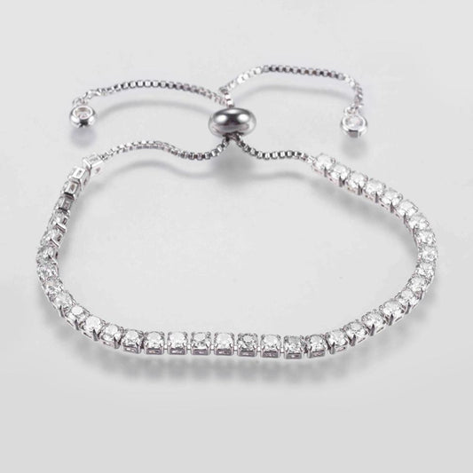 Justerbart slider armband med Cubic Zirconia - platinumfärgat