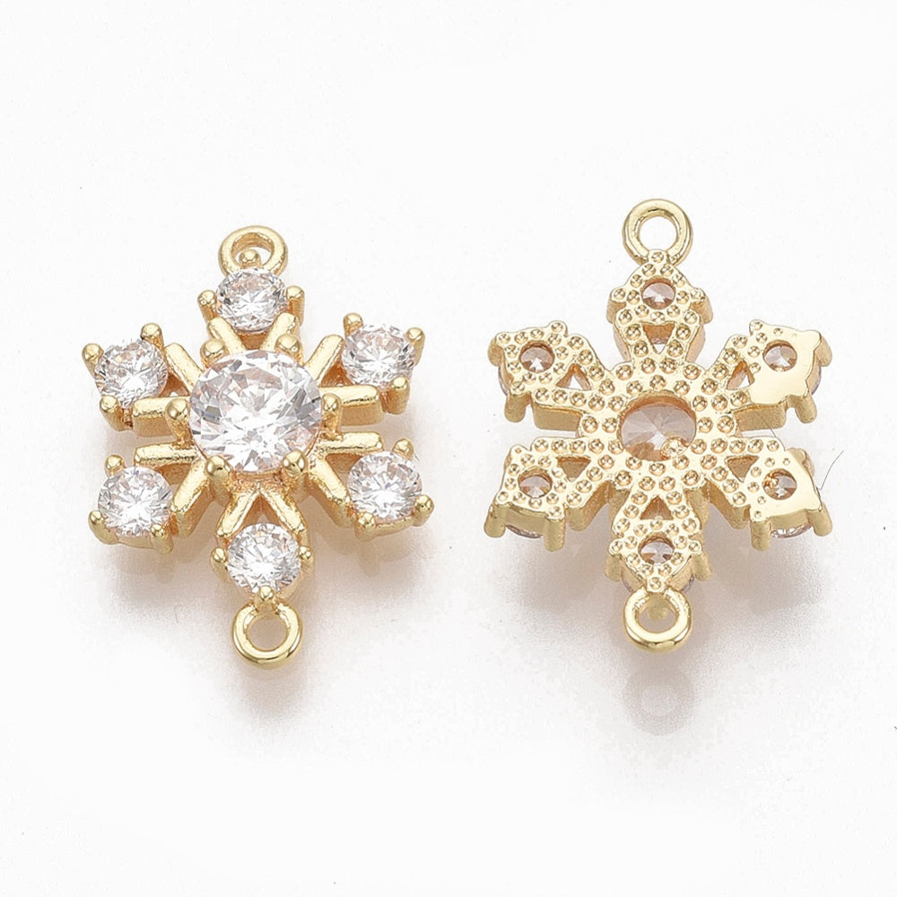 Vacker snöflinga strass connector länk cubic zirconia   -1st