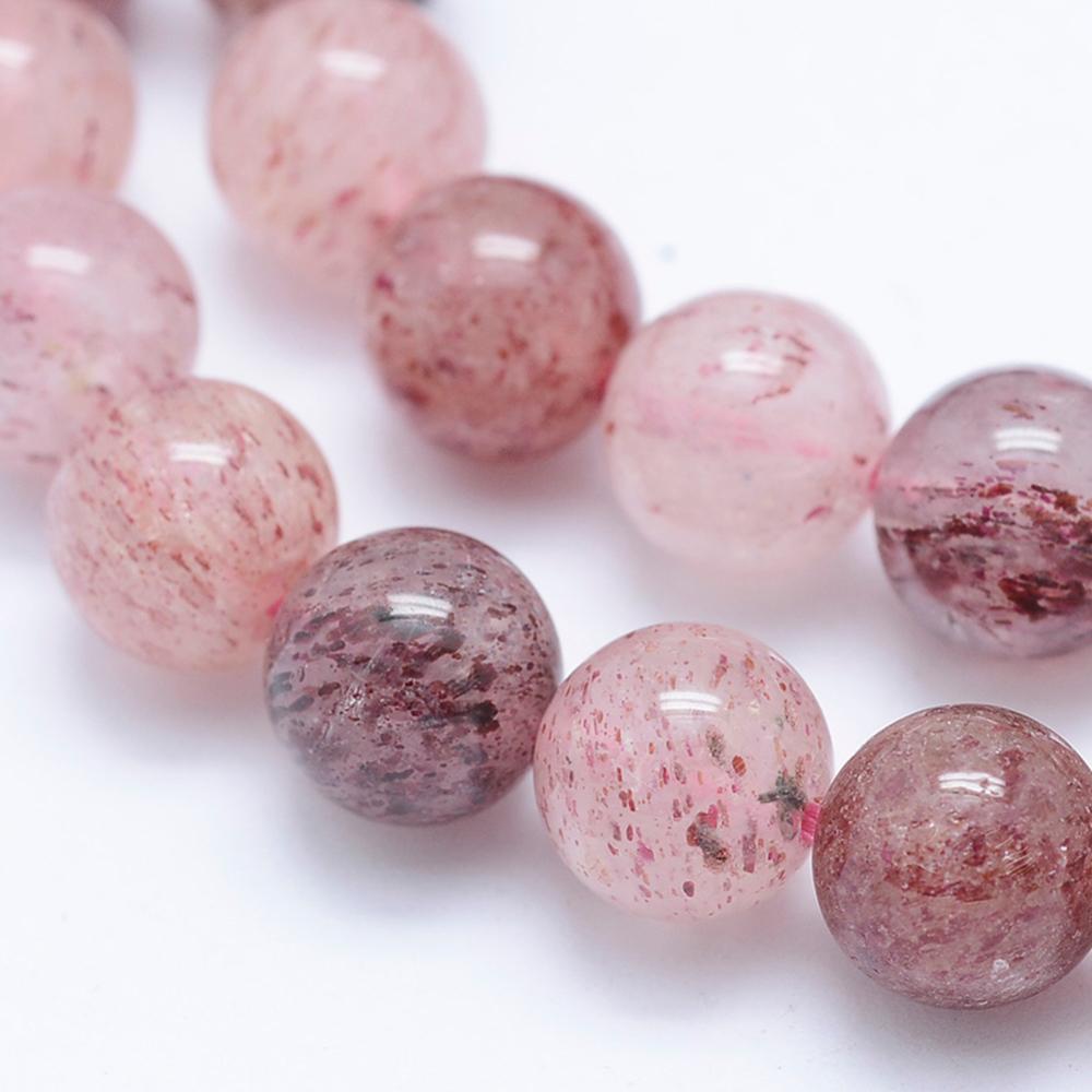 10st Jordgubbskvarts Strawberry quartz pärlor - 8mm