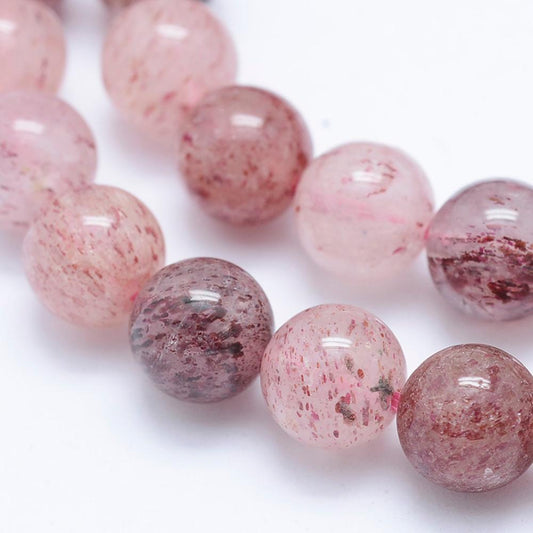 10st Jordgubbskvarts Strawberry quartz pärlor - 8mm