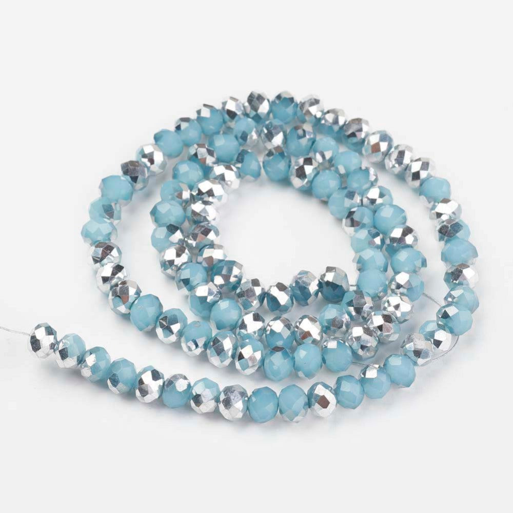 1 sträng facetterade abacus 6mm glaspärlor - 2-färgad