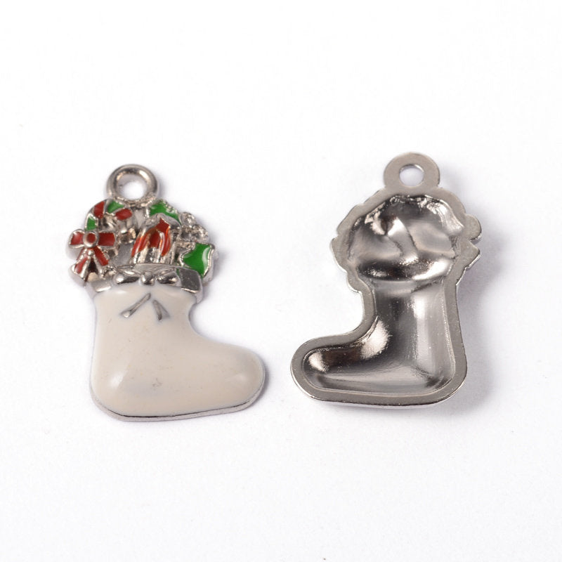 Söt julstrumpa - emaljerat hänge berlock