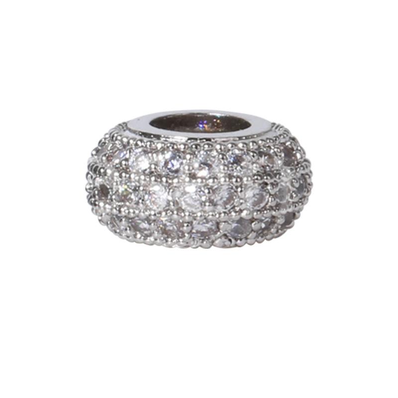 Vacker strasspärla cubic zirconia rondell silver 8,5mm -1st