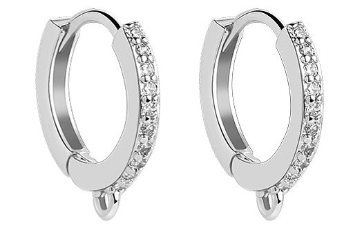 1par Cubic Zirconia örhängesringar hoops med ögla
