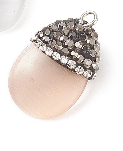 Cat eye ekollon hänge med strass - 21mm