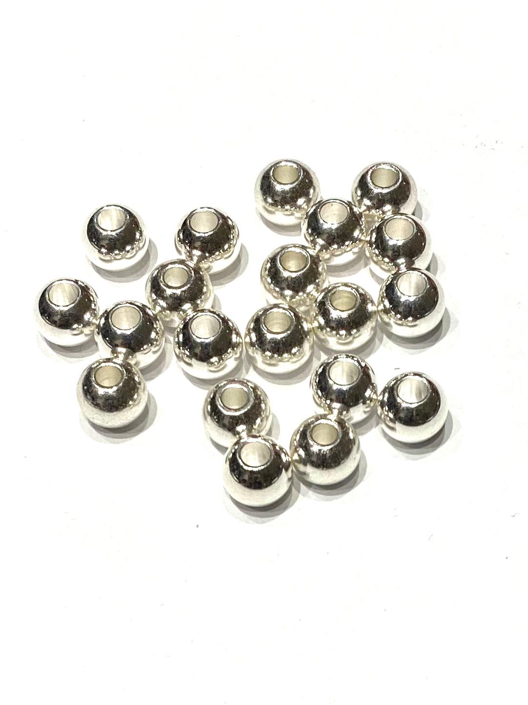 20st silverfärgade pärlor i Rostfritt stål - 8mm