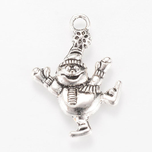 10st Snögubbar antik silverfärgad  -  hängen berlocker