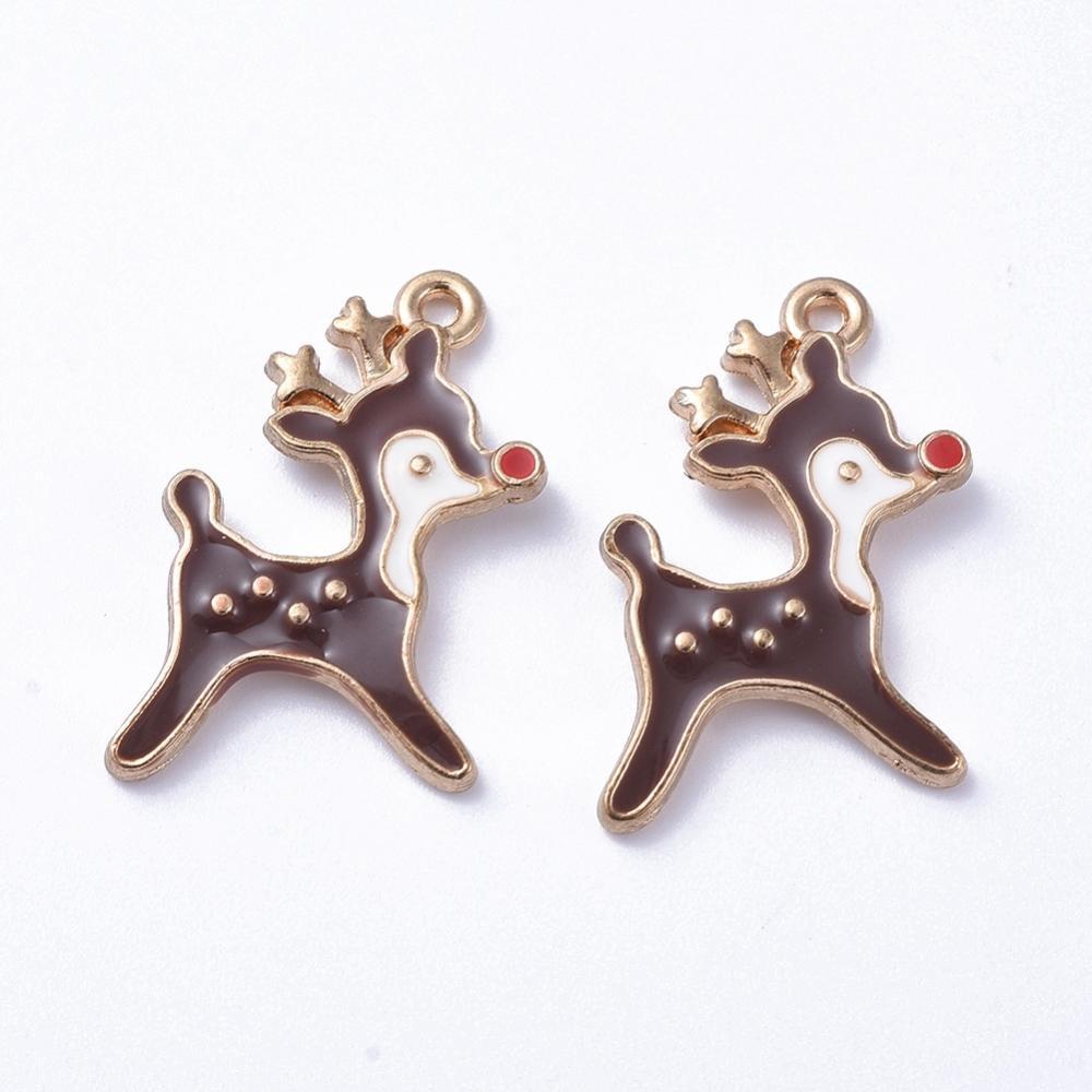 5-pack Söta jul renar - emaljerade hängen berlocker