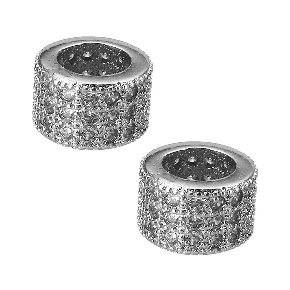 Vacker strasspärla cubic zirconia donut silver 6mm -1st