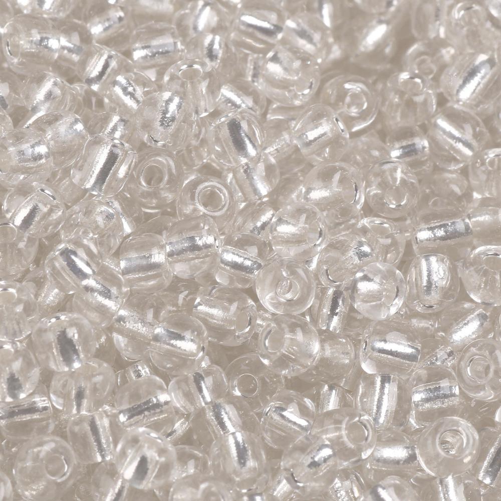 Silver lined Seed beads 25 gram 4mm