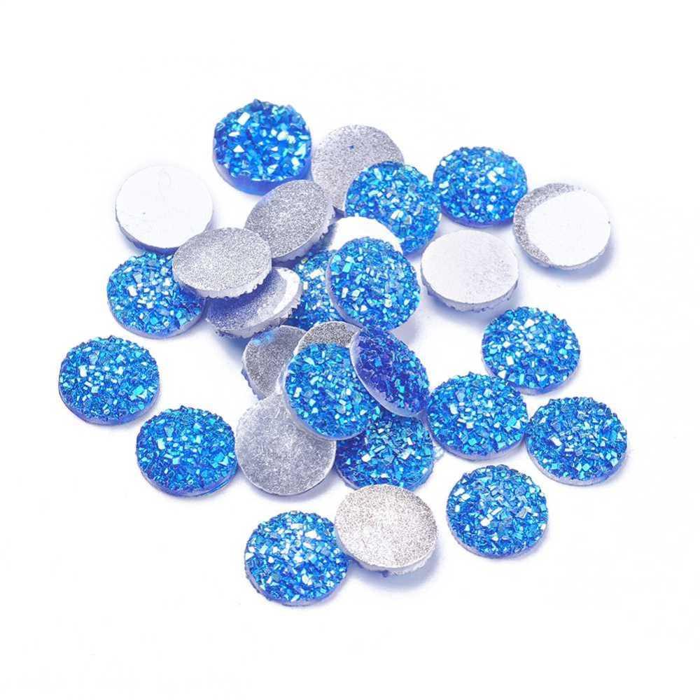 10st Druzy resin cabochon blåa - 12mm