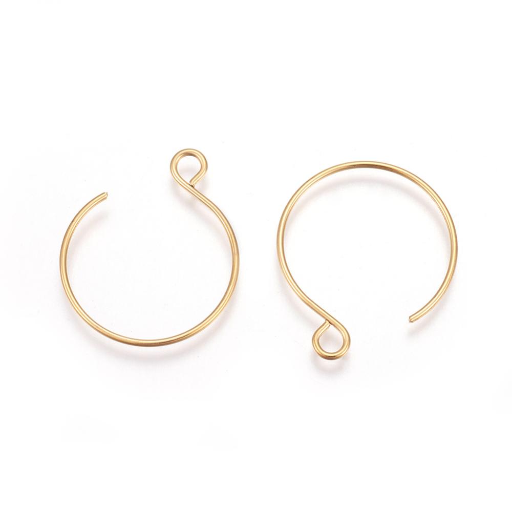 10st Runda öronkrokar guldfärgade i 304 Rostfritt stål