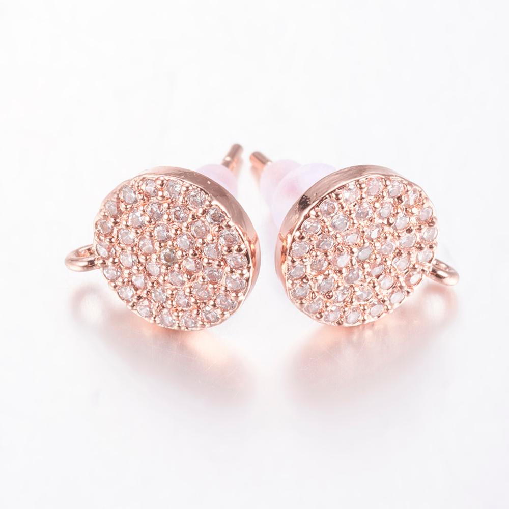 1par Örhängen Cubic Zirconia rosé öron stift studs med ögla inkl. bakstycke