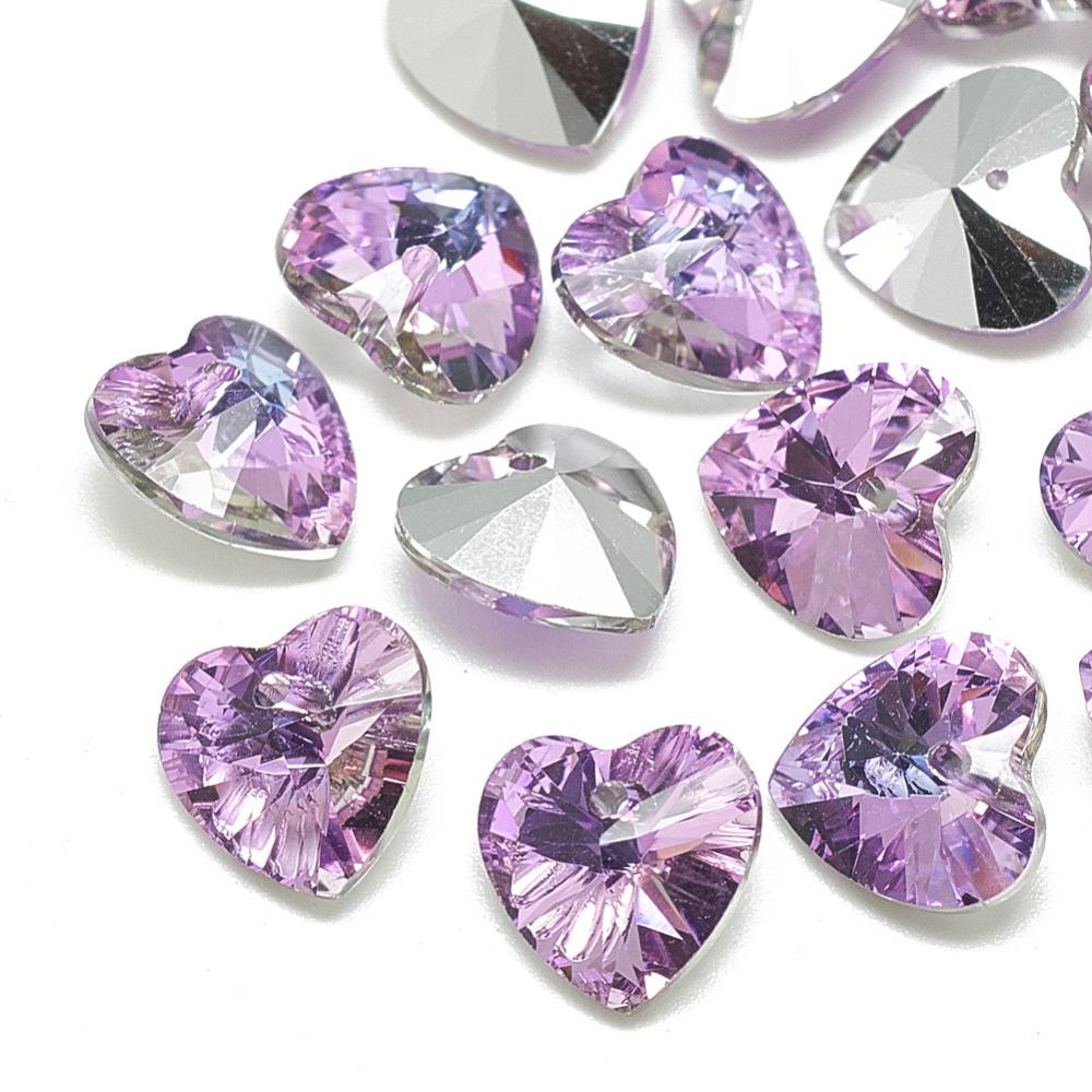 2st Glashängen facetterade hjärtan berlocker charms - K9