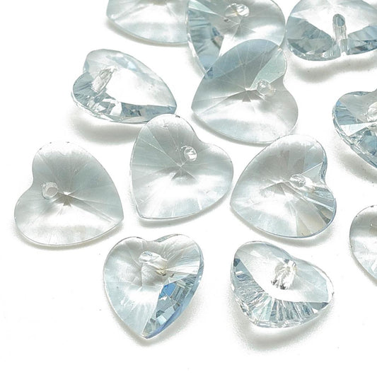 2st Glashängen facetterade hjärtan berlocker charms - K9