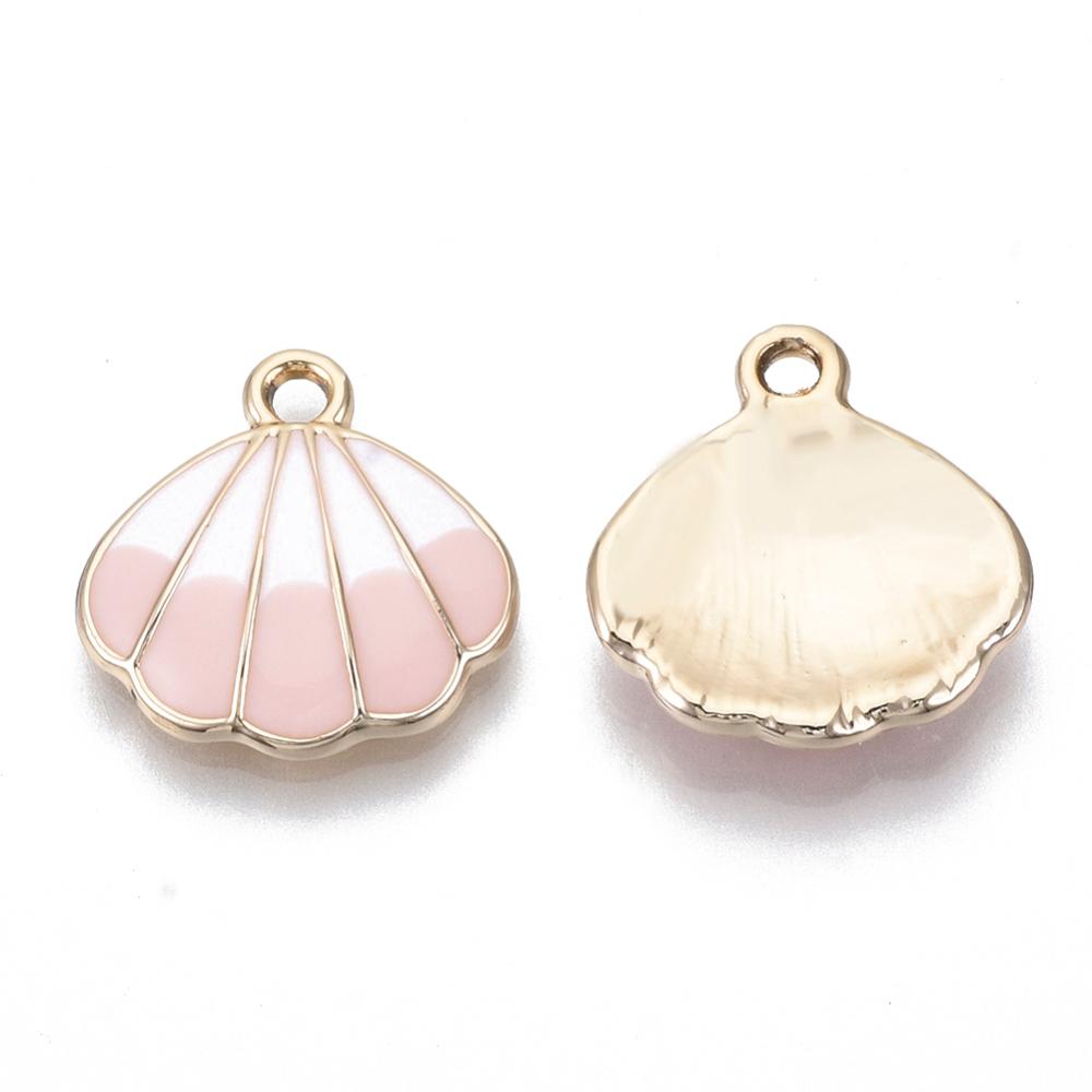 1st rosa/vit snäcka 18mm - emaljerat hänge berlock