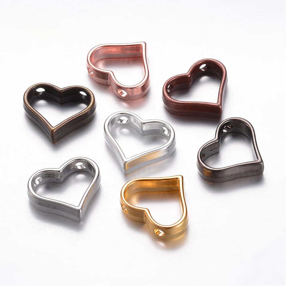 Vackert hjärta hänge GULD med dubbla hål - 1st