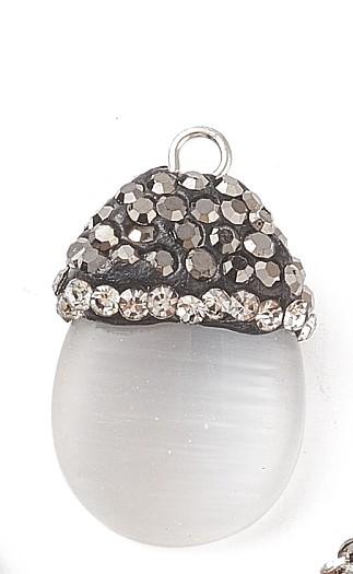 Cat eye ekollon hänge med strass - 21mm