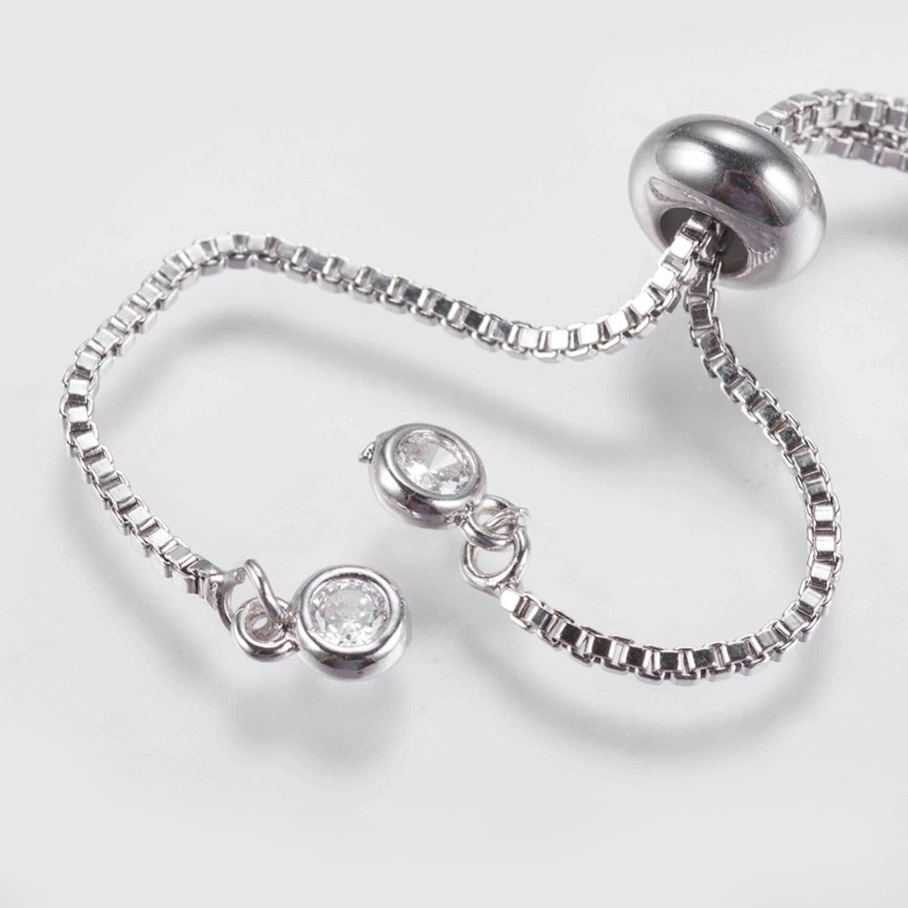 Justerbart slider armband med Cubic Zirconia - platinumfärgat