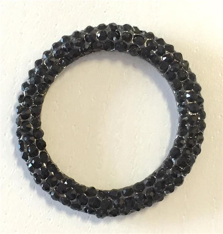 Donut med strass - svart - länk ring