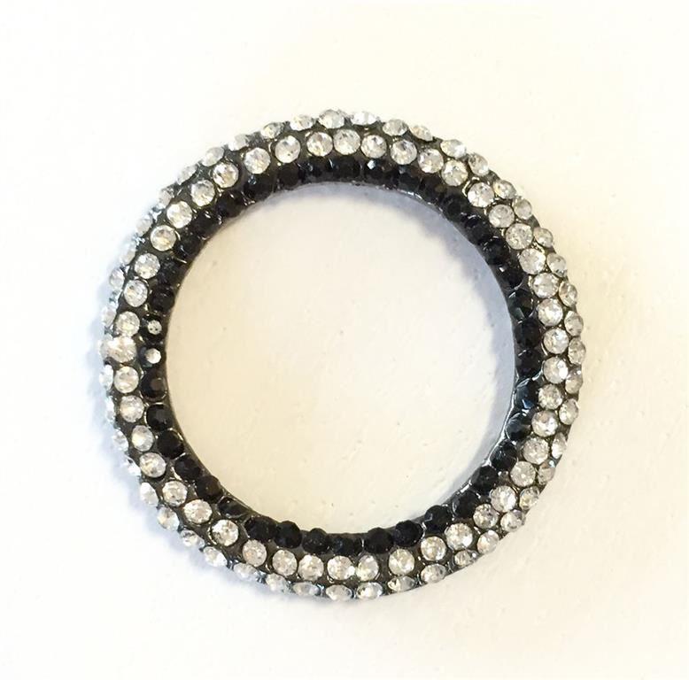 Donut med strass - gun metal - ring länk
