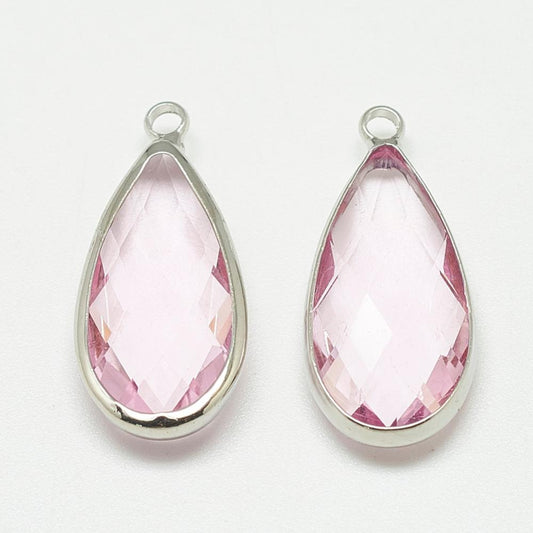 1st silverfärgat hänge facetterad glasdroppe - 23mm