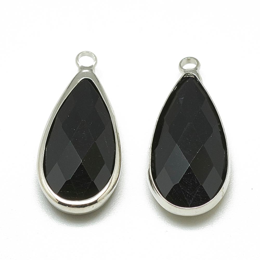 1st silverfärgat hänge facetterad glasdroppe - 23mm