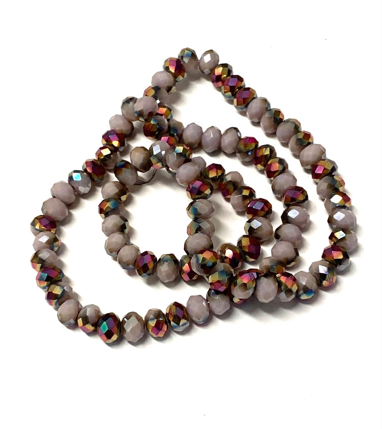 1 sträng facetterade abacus 6mm glaspärlor - Elektropläterad