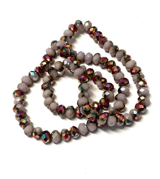 1 sträng facetterade abacus 6mm glaspärlor - Elektropläterad