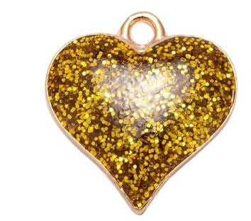 1st stort glittrigt hjärta 17mm - emaljerat hänge berlock