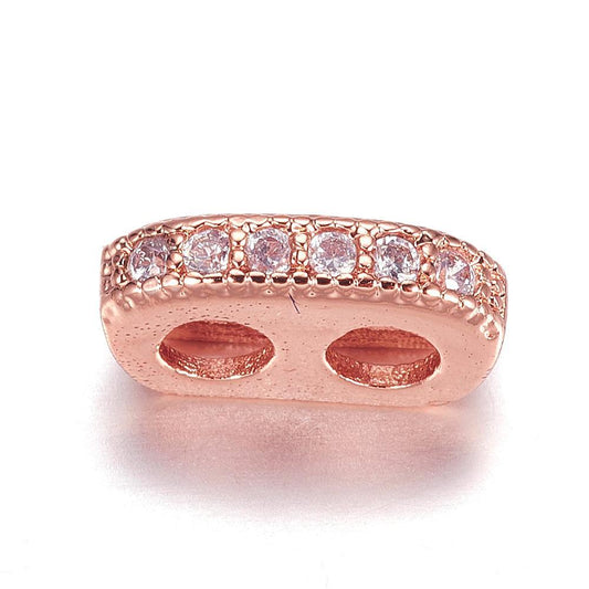 Rosé 2-hålig cubic zirconia pärla 9mm - 1st