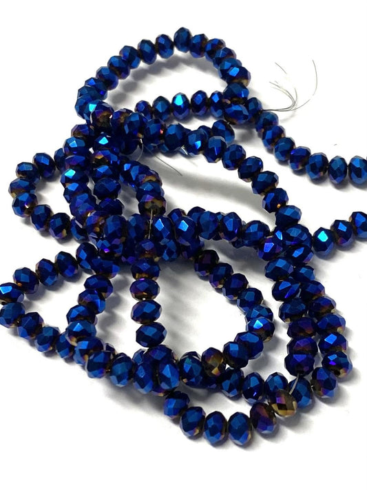 Elektropläterade abacus facetterade glaspärlor 4mm - ca 100st