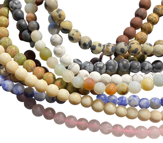 Mix med frostade halvädelstenar 4mm - ca 100st