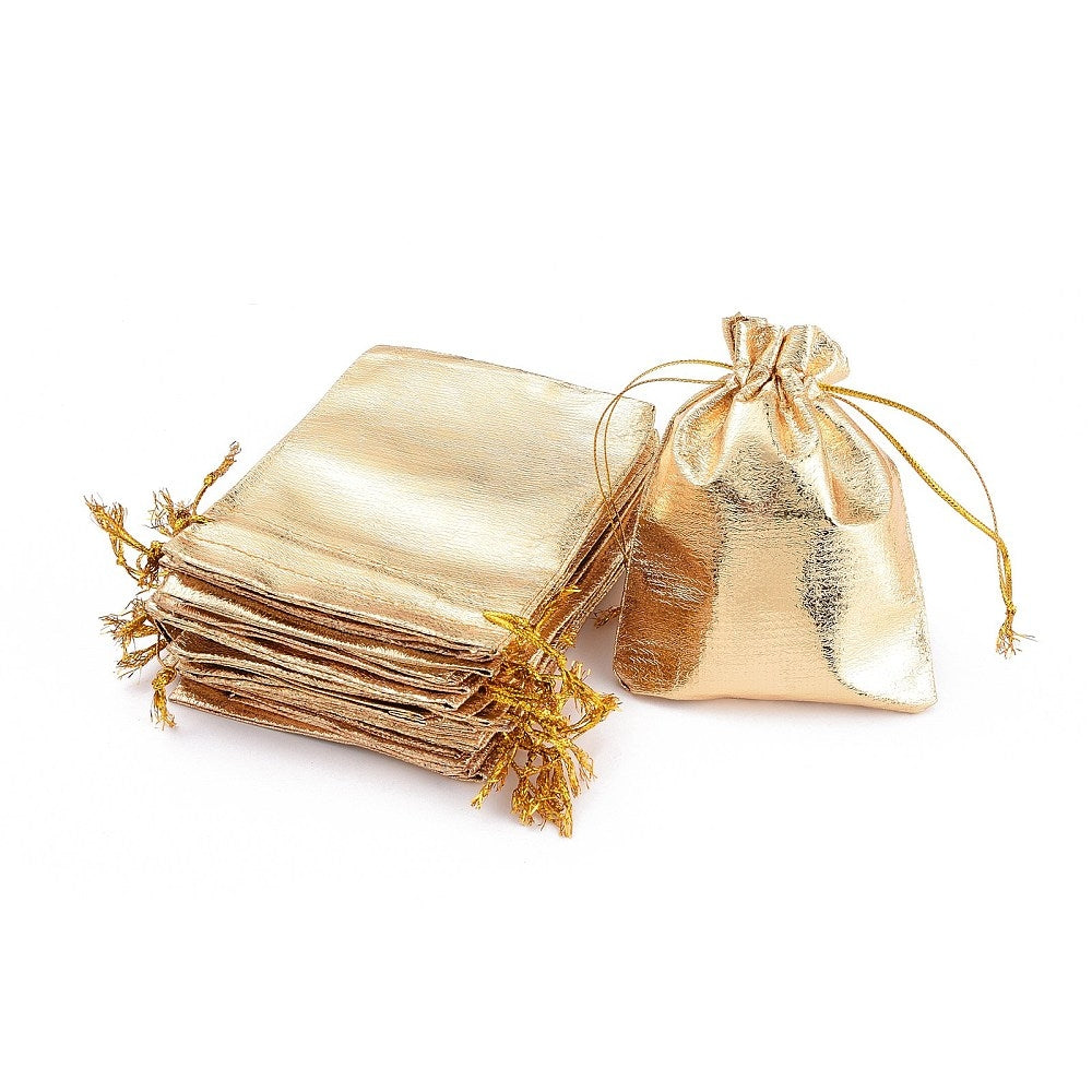 10st presentpåsar smyckespåse - 12 x 9cm - guld