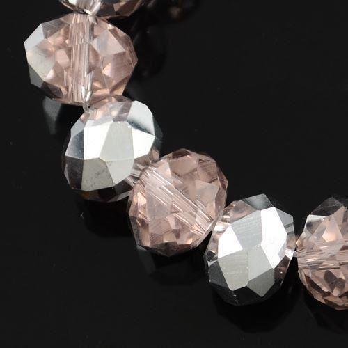 Hel sträng facetterade abacus 4mm glaspärlor rosa/silver