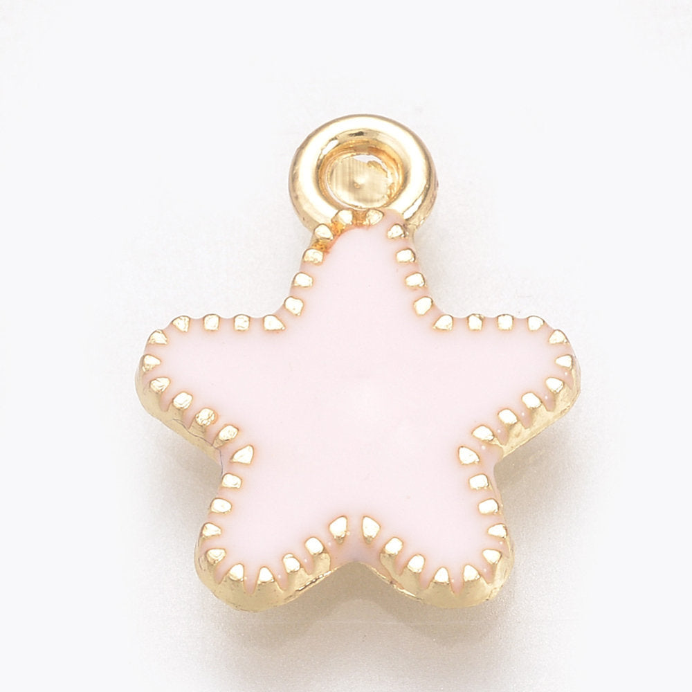 5st Söta Misty rose stjärnor - emaljerade hängen berlocker