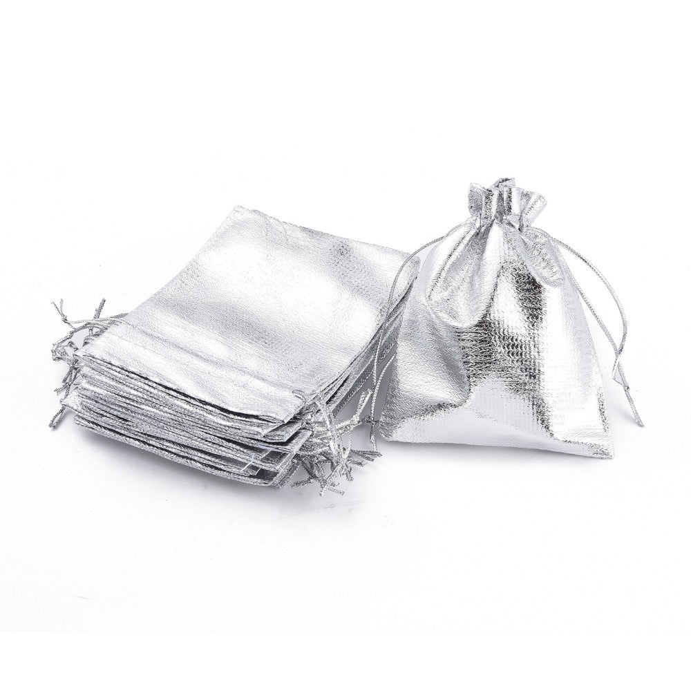 10st presentpåsar smyckespåse - 12 x 9cm - silver